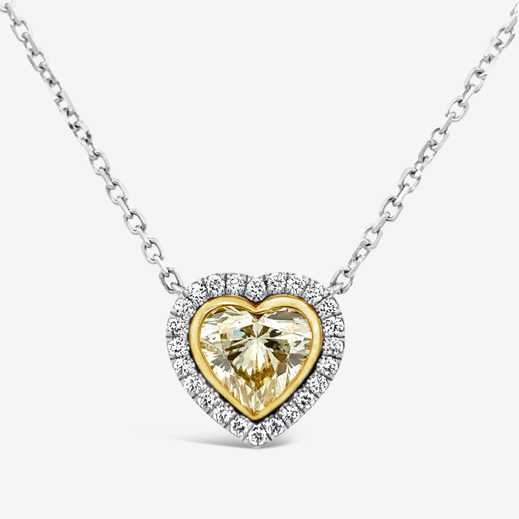 Heart diamond store halo necklace