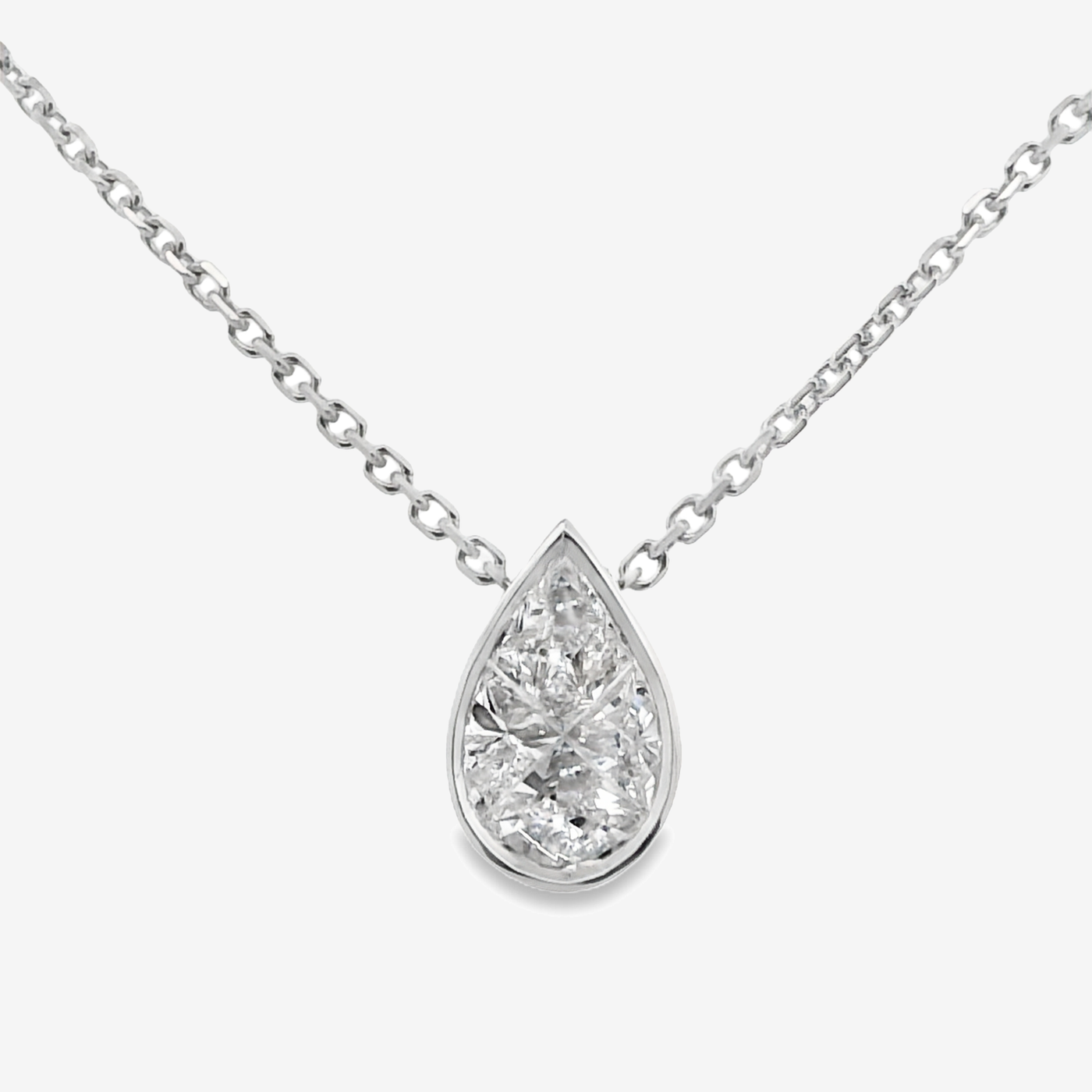 0.30CT Invisible Set Pear Shaped Diamond Necklace