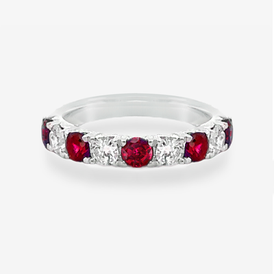 0.50CT Ruby & Diamond Halfway Ring