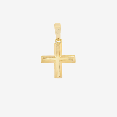 0.5" Solid Gold Beveled Greek Cross Pendant