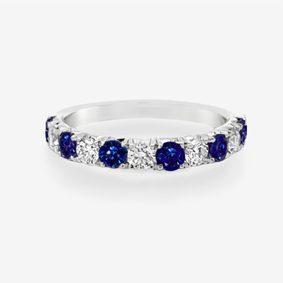 0.70CT Sapphire & Diamond Halfway Ring