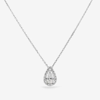 0.71CT Pear Shaped Diamond Halo Necklace