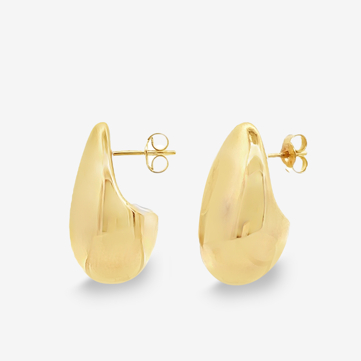 0.75" Almond Drop 14mm Gold Earrings