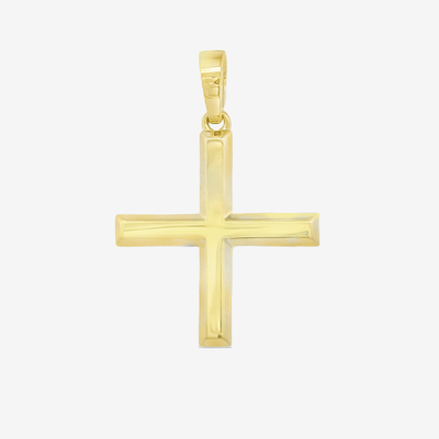 0.75" Solid Gold Beveled Greek Cross Pendant