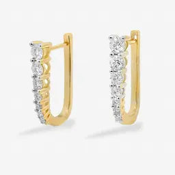 0.75" U-Hoop Graduated Diamond 1.00CT Earrings