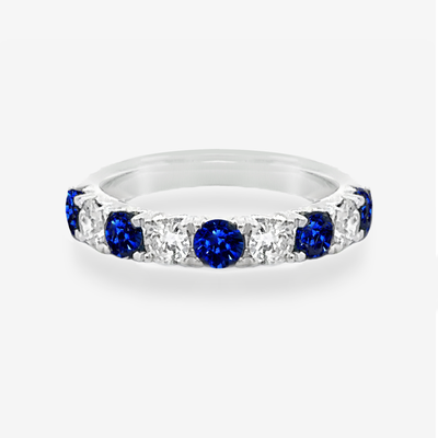 0.95CT Sapphire & Diamond Halfway Ring