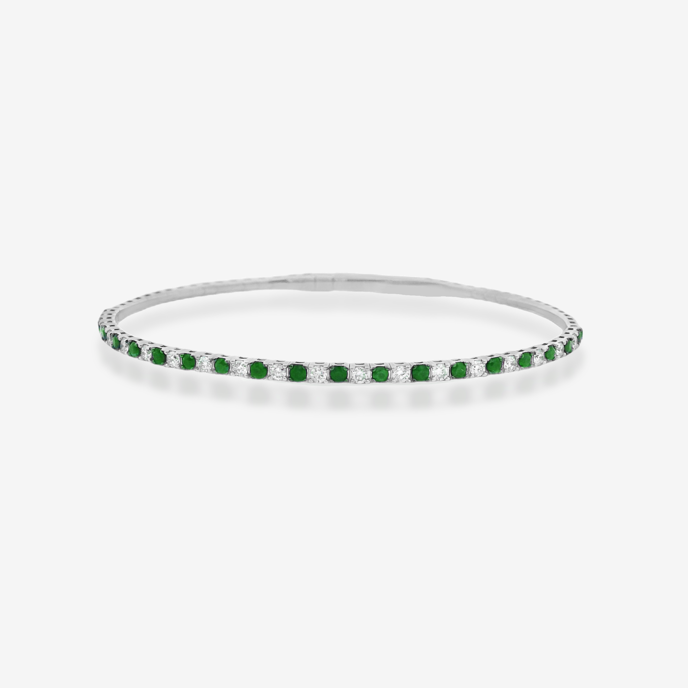 1/2 Way 2MM Emerald & Diamond Flex Bangle Bracelet