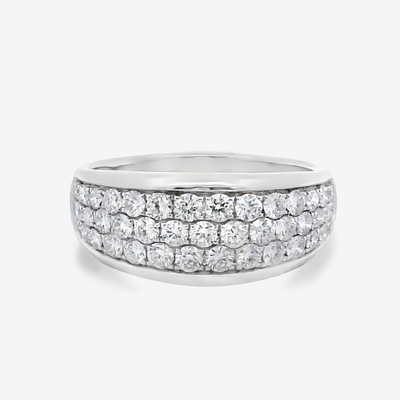 1.00CT 3 Row 1/2 Way Pave Band Ring