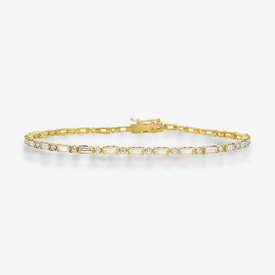 1.68CT Baguette & Round Diamond Tennis Bracelet