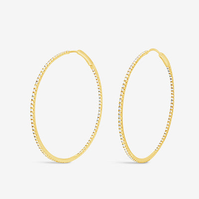 thin eternity diamond hoop earrings