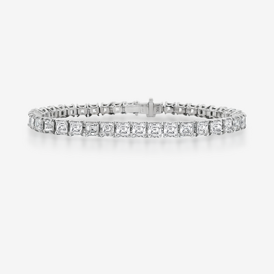 10.25CT Assher Cut Diamond Tennis Bracelet