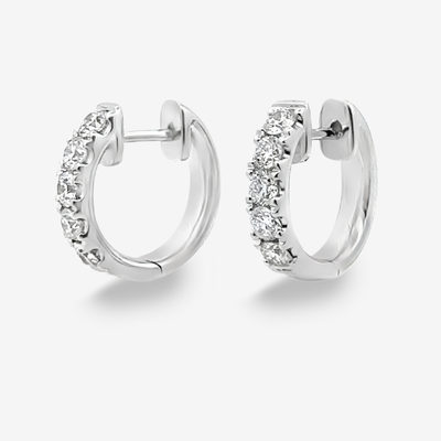 10 Prong Set 0.80CT Diamond Huggie Earrings