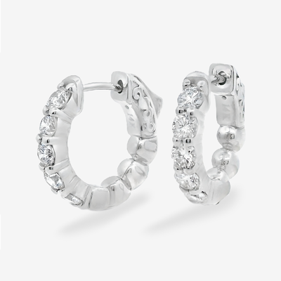 10 Prong Set 1.00CT Diamond Huggie Earrings