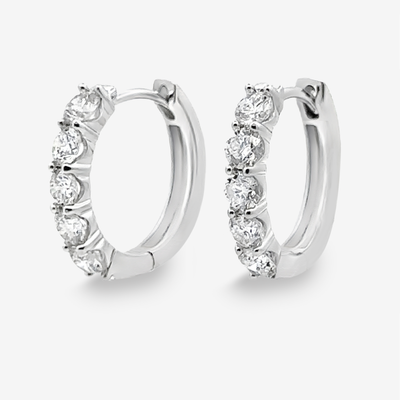 10 Prong Set 1.25CT Diamond Huggie Earrings