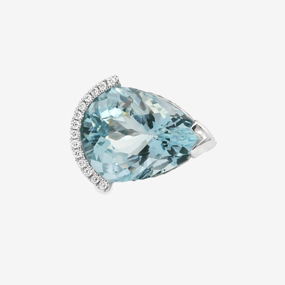 13.13CT Pear Shaped Aquamarine & Diamond Ring