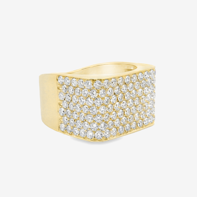 13mm Wide Pave' Soft Square Band Ring