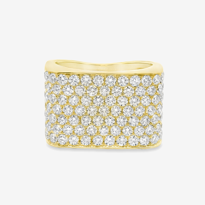 13mm Wide Pave' Soft Square Band Ring