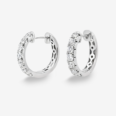 14 Prong Set 0.90CT Diamond Huggie Earrings