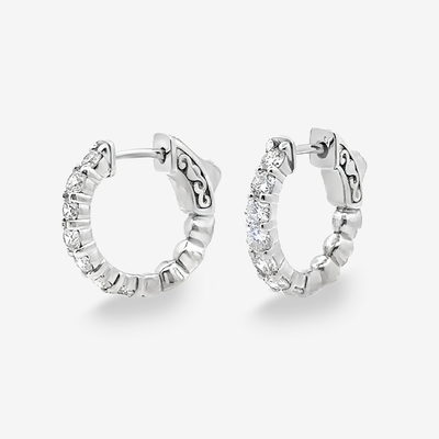 14 Prong Set 1.00CT Diamond Huggie Earrings