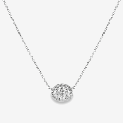 Oval 0.79CT Diamond Halo Necklace