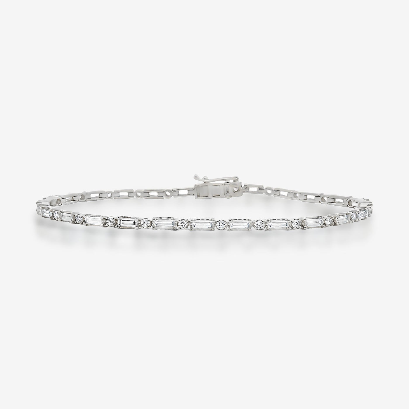 3.03CT Baguette & Round Diamond Tennis Bracelet