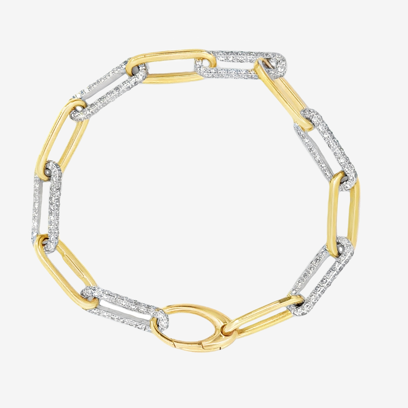 Diamond & Gold Alternating Paperclip Bracelet