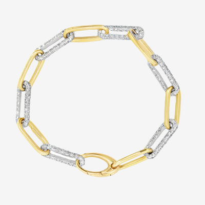 Diamond & Gold Alternating Paperclip Bracelet