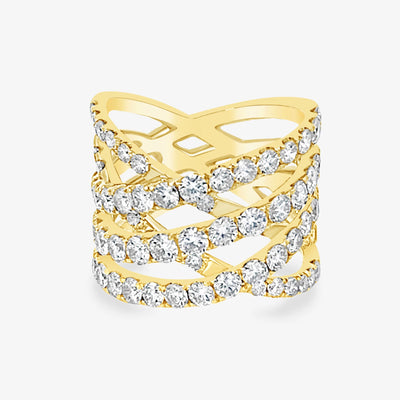 Wide 5 Row X Diamond Ring