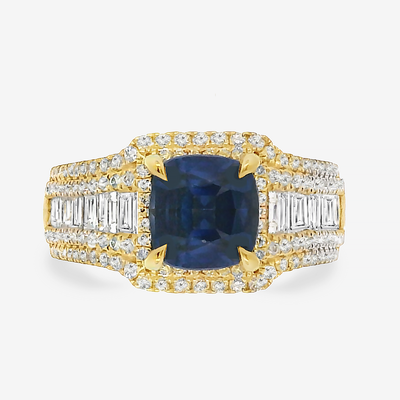 2.09CT Blue Sapphire & Diamond Ring