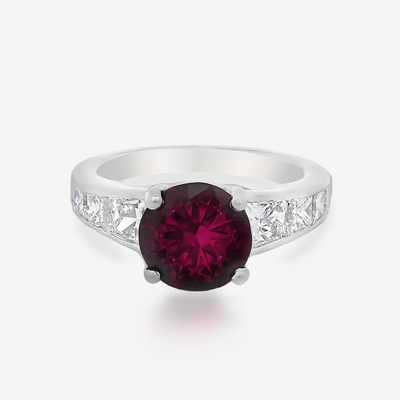 2.13CT Round Ruby & Diamond Ring