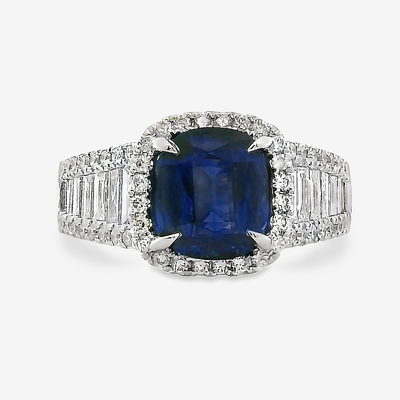 2.72CT Blue Sapphire & Diamond Halo Ring