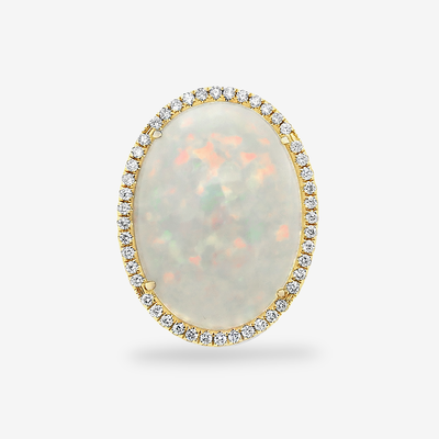 21.43CT Oval Shaped White Opal Halo Ring