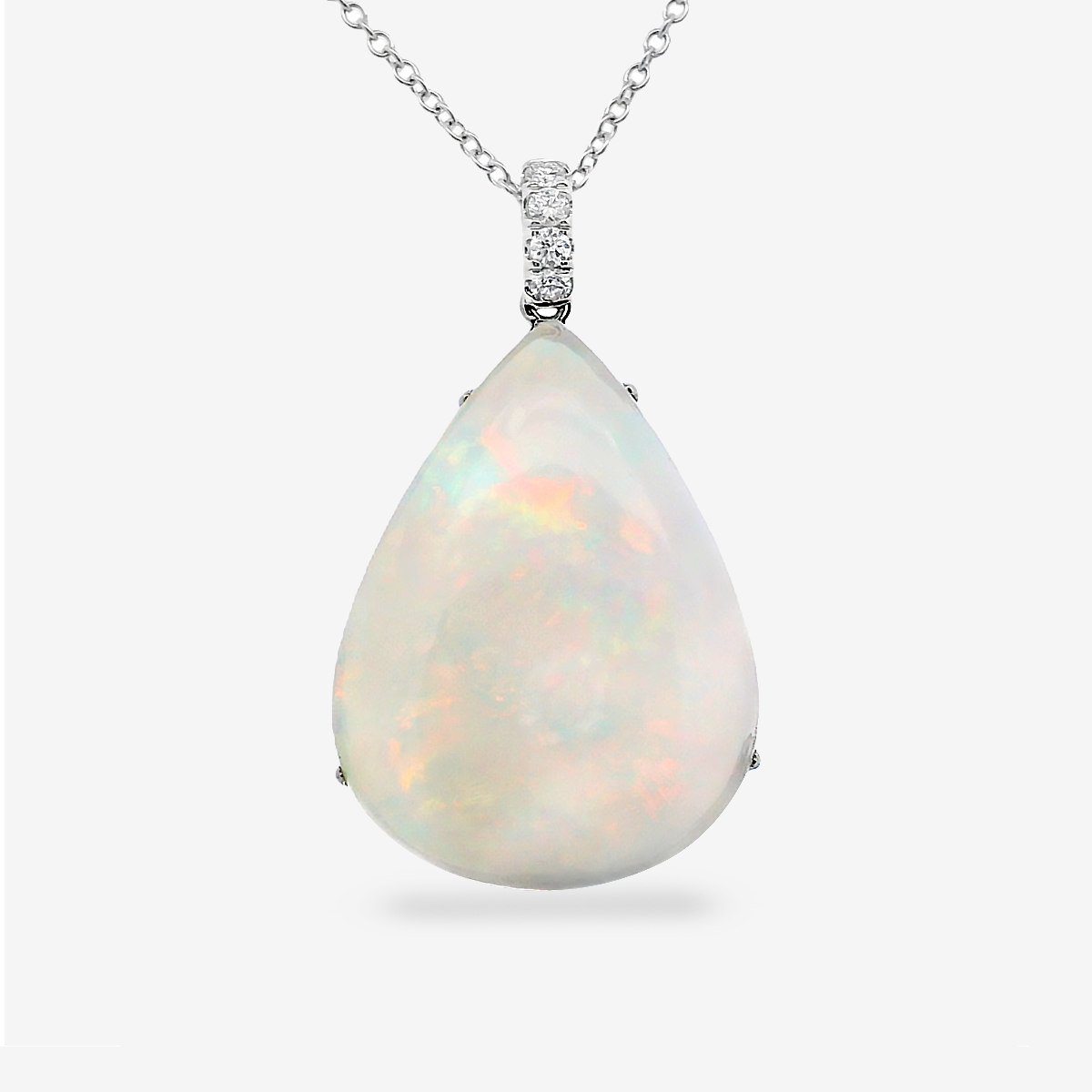 24.96CT Pear Shaped Opal & Diamond Necklace