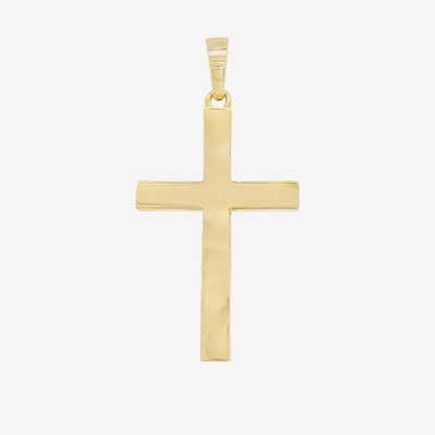 27MM Classic Solid Gold Square Cross Pendant