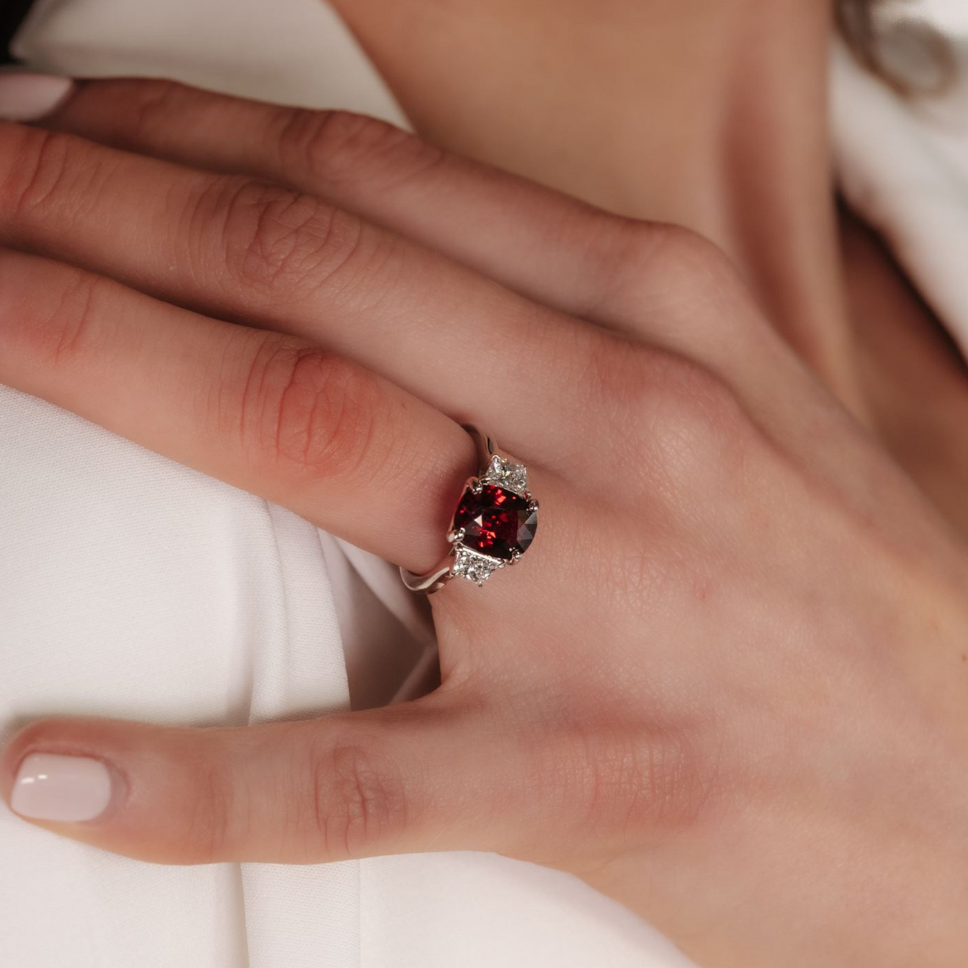 3.17CT Cushion Cut Ruby & Diamond Ring