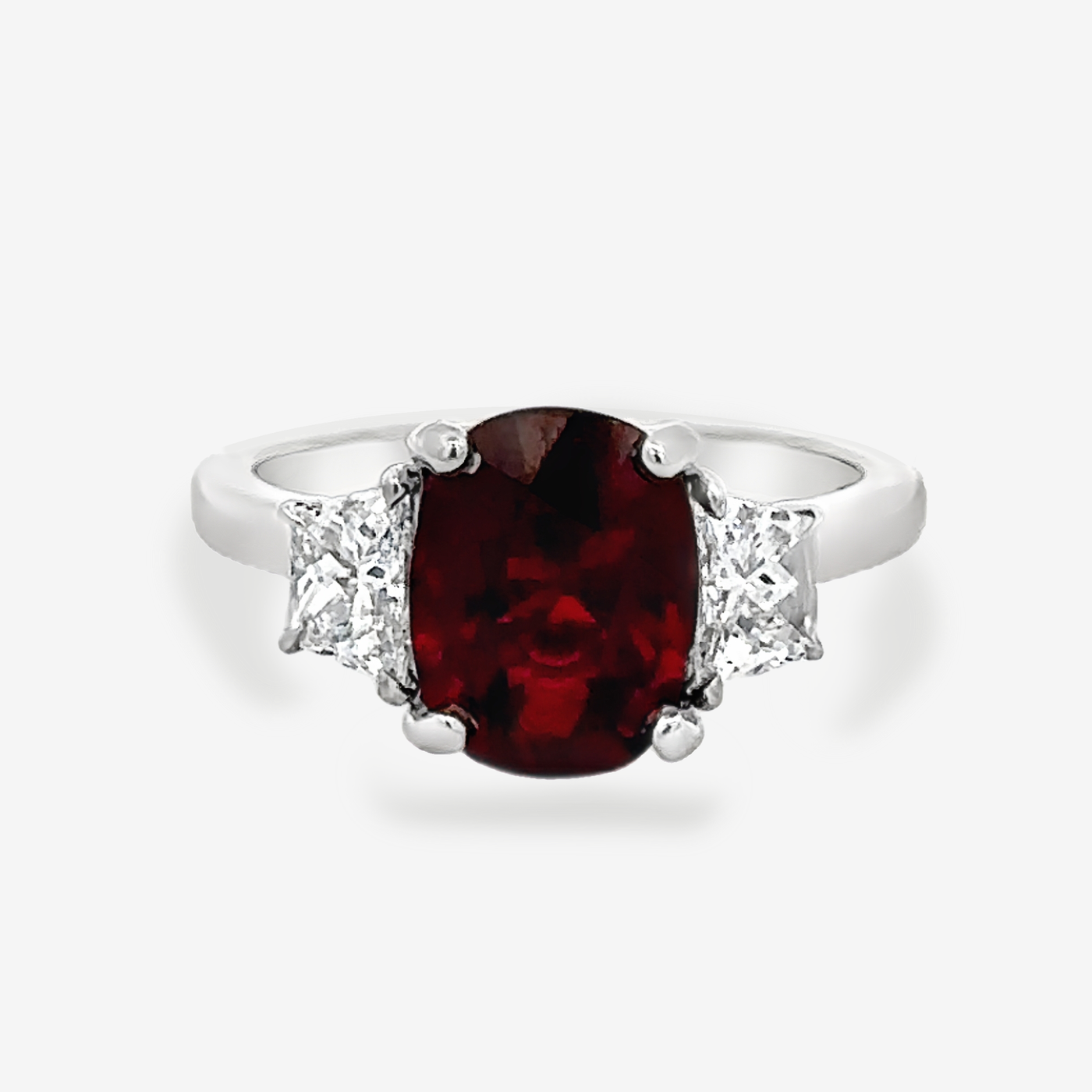 3.17CT Cushion Cut Ruby & Diamond Ring