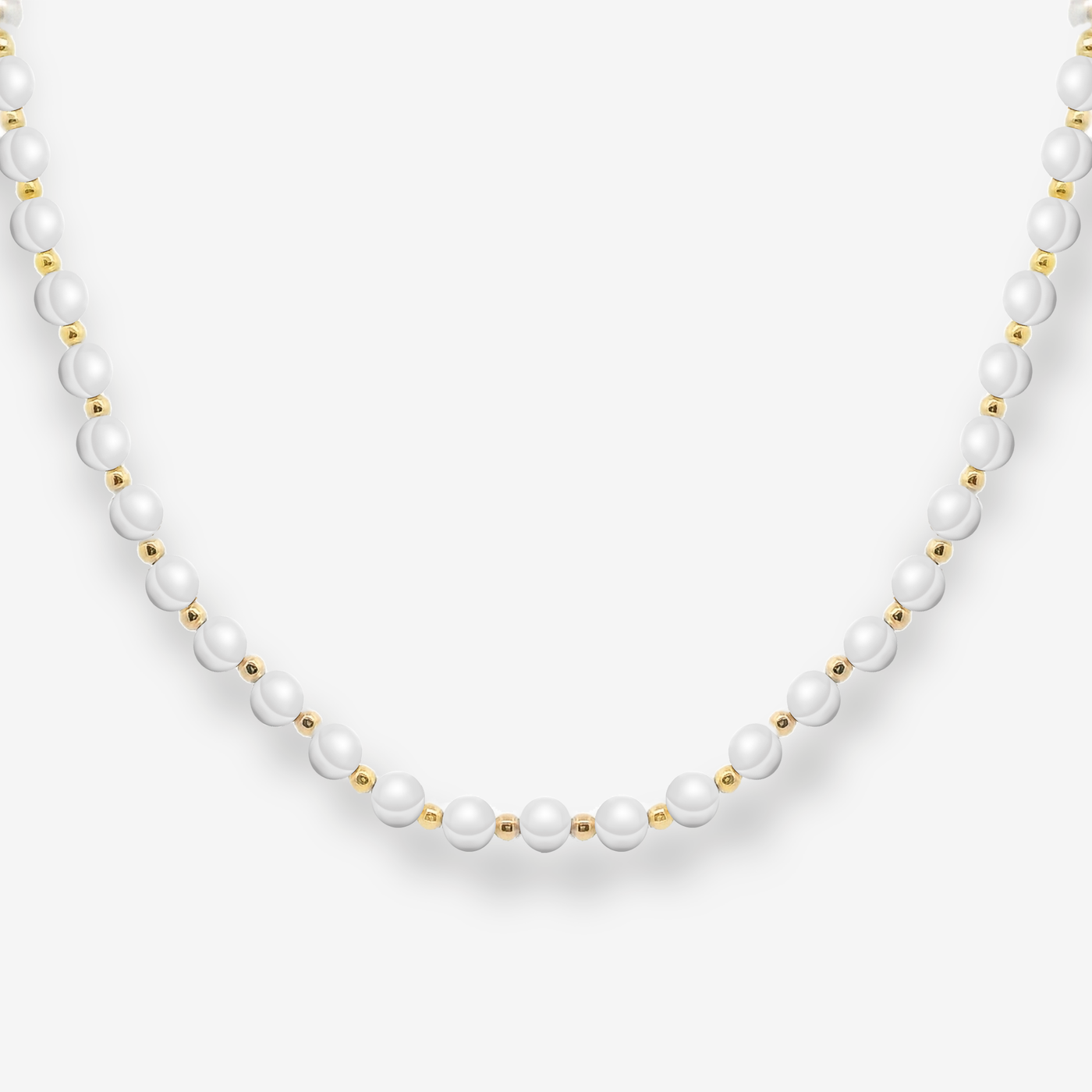 3.5-4MM 1/2 Way Pearl & Gold Bead Necklace