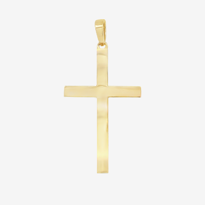 32MM Classic Solid Gold Square Cross Pendant