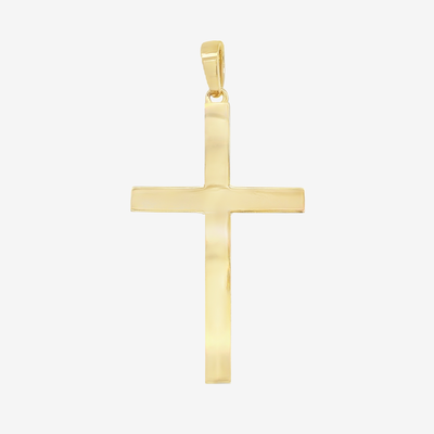 38MM Classic Solid Gold Square Cross Pendant