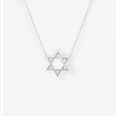 Small 3 Diamond 0.10CT Star of David Necklace