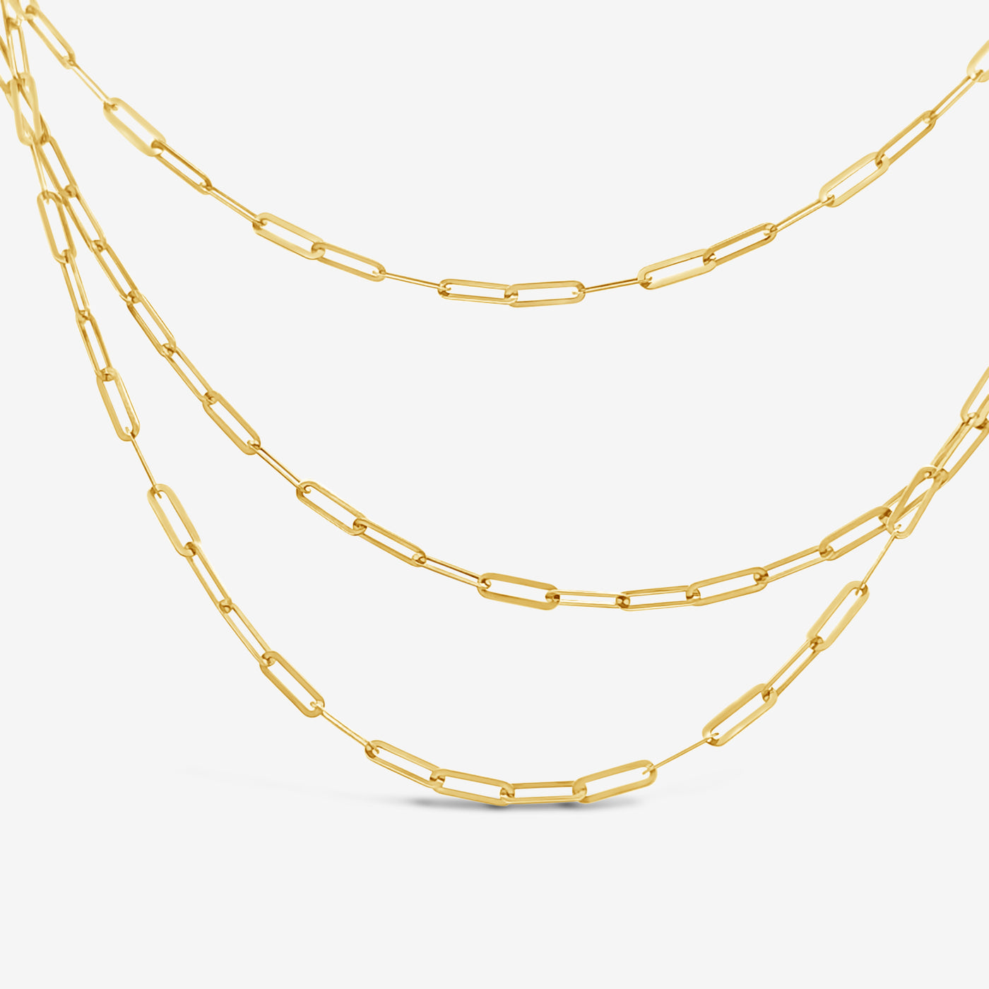 three strand gold paperclip necklace