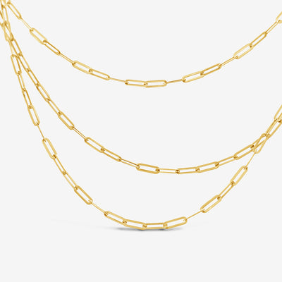 three strand gold paperclip necklace