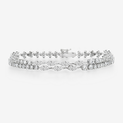 4.80CT Marquise & Round 2 Row Diamond Tennis Bracelet