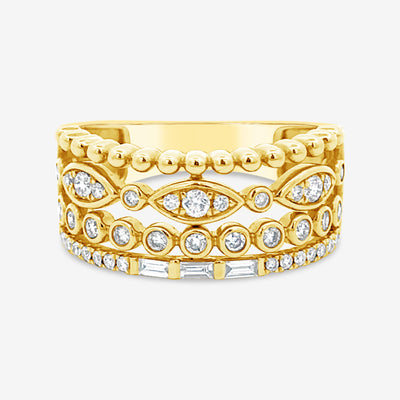 4 in 1 Stacked Wide Diamond Ring