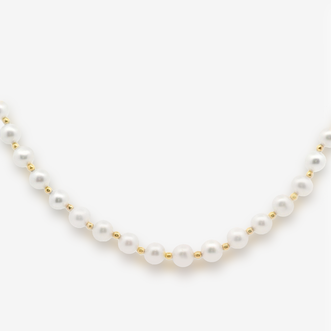 5-5.5MM Pearl & Gold Bead Necklace