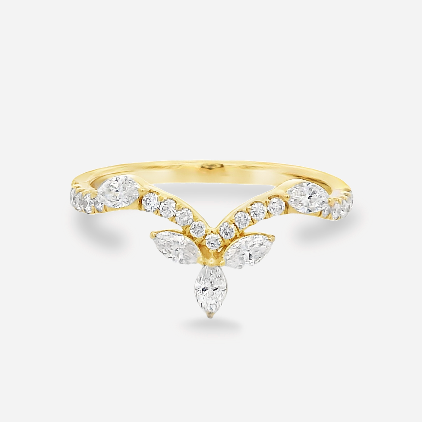 5 Marquise & Round Diamond Chevron Ring