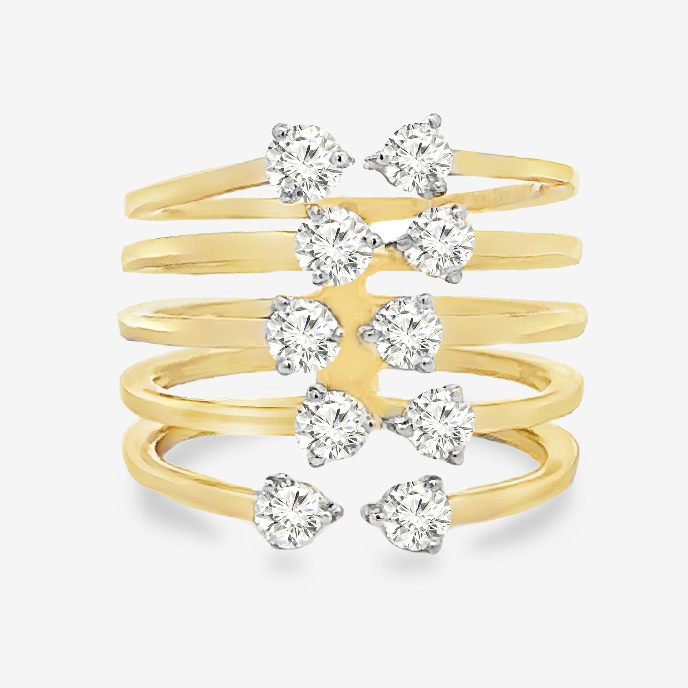 5 Row Diamond Cuff Ring