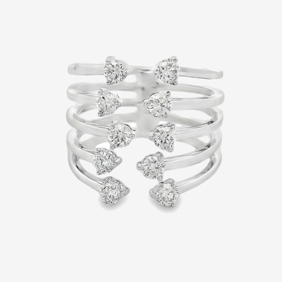 5 Row Diamond Cuff Ring