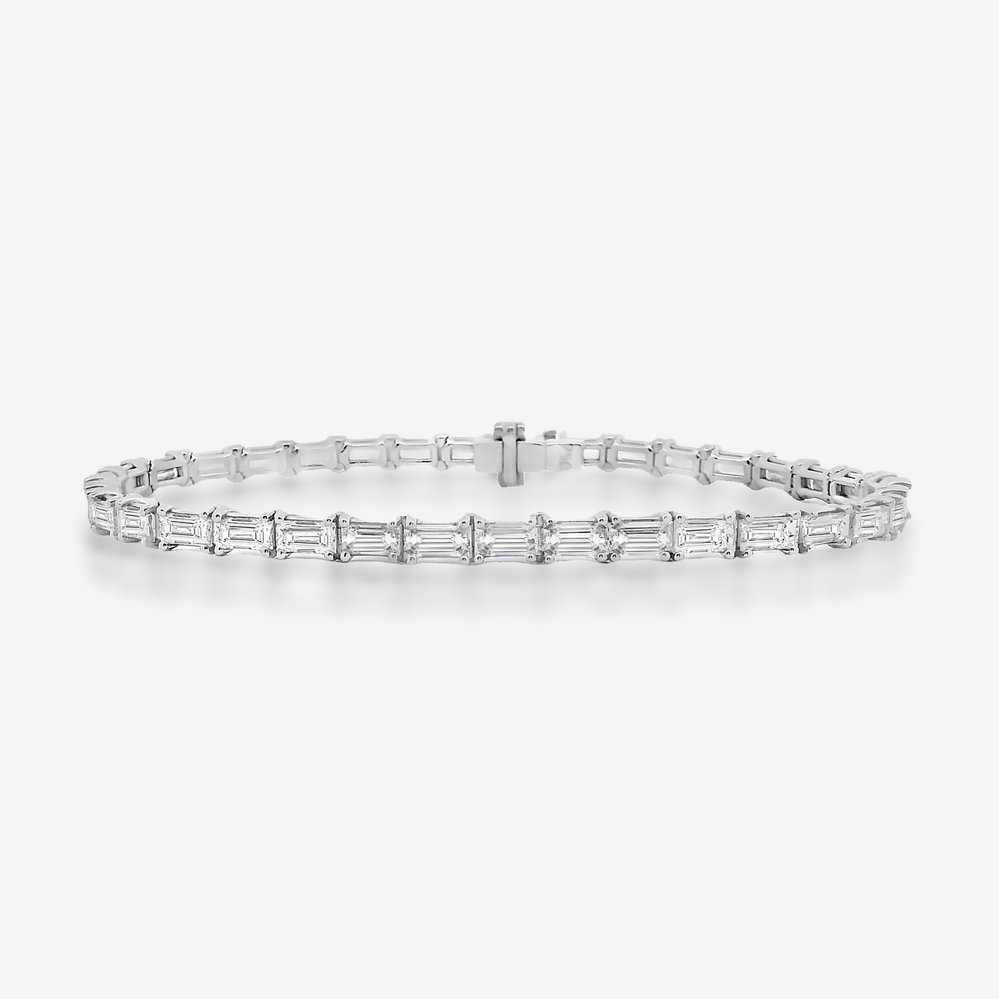 6.53CT East West Baguette Diamond Tennis Bracelet