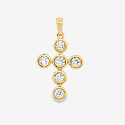 6 Bezel Set 0.30CT Diamond Cross Pendant